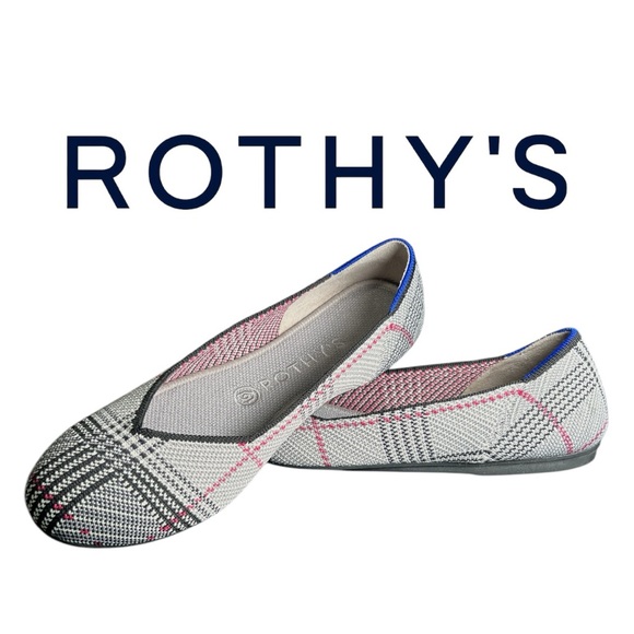 Rothy’s Women’s Retired The Flat Grey Glen Plaid Flats - Size 8 - Picture 2 of 4